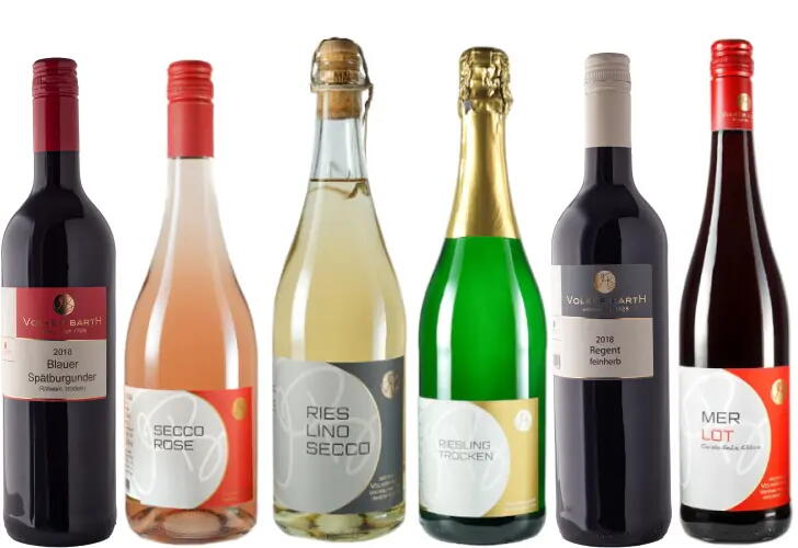 6er Weihnachtsprobierpaket trockener Rotwein, Sekt und Secco