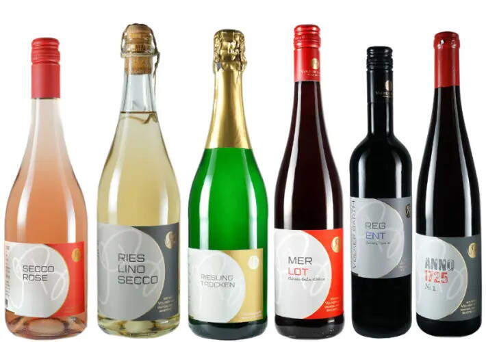 6er Weihnachtsprobierpaket trockener Rotwein, Sekt und Secco