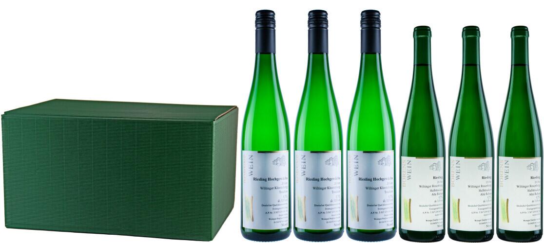 Geschenkpaket Riesling trocken - grüner Geschenkkarton