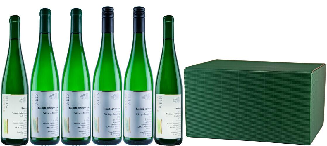 Geschenkpaket Riesling lieblich - grüner Geschenkkarton